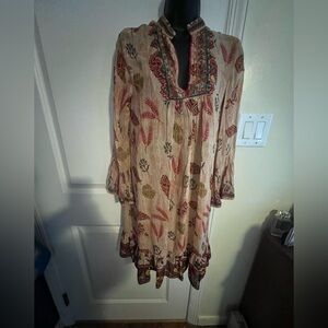 Collection B Multicolor Bohemian Long Sleeve Dress